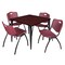 Regency Kahlo Square Table & Chair Sets, 36 W, 36 L, 29 H, Wood, Metal, Plastic Top, Mahogany TPL3636MHBK47BY - alternate 1